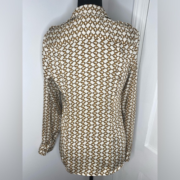 MICHAEL Michael Kors Brown and Gold Long Sleeve Button Down Shirt - Picture 8 of 11